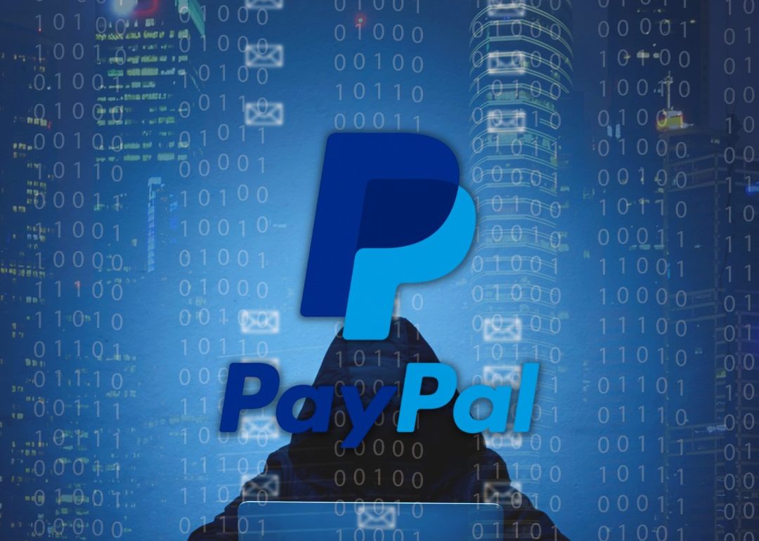 Logo de PayPal sobre un fondo de ciberataque