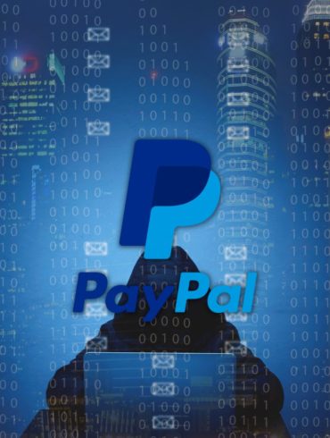 Logo de PayPal sobre un fondo de ciberataque
